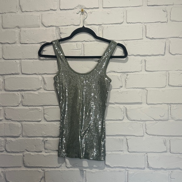 NWOT Express Silver Sequin Tank Top sizeXS - Picture 1 of 6